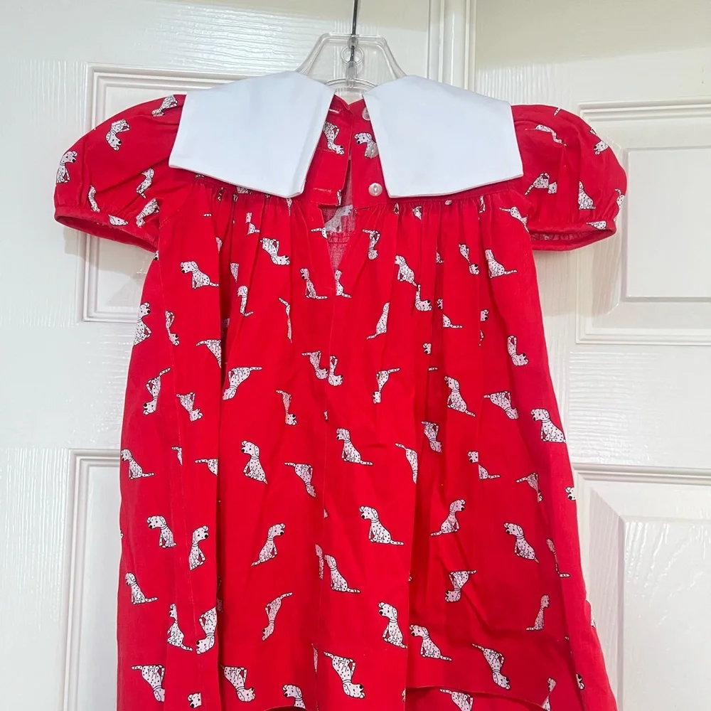 VNTG Girl's Dorissa II 80s Dogs All Over Print Red Dress Cape Size‎ 4T Holiday